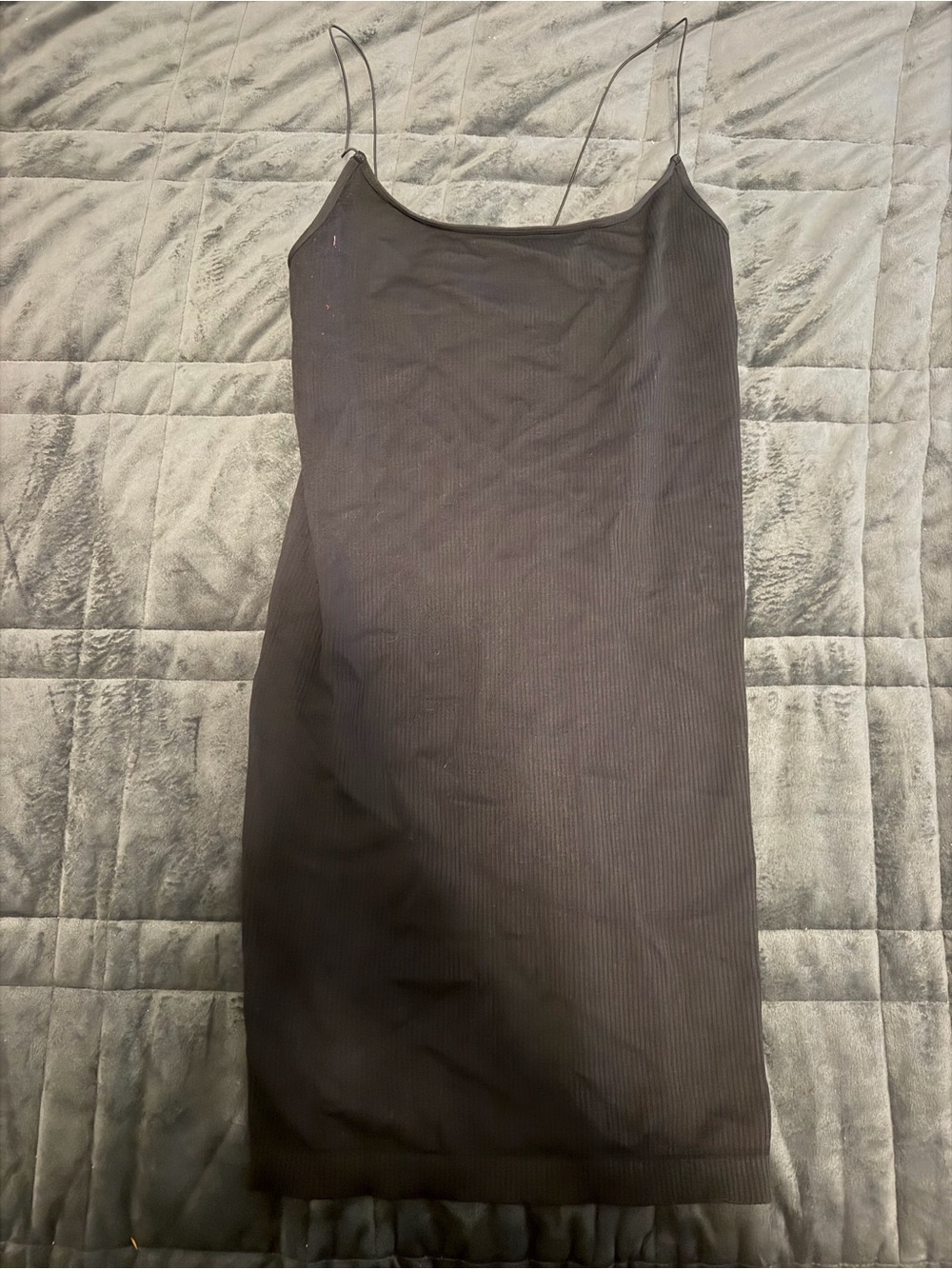 Nikibiki Black Ribbed Spaghetti Strap Mini Dress